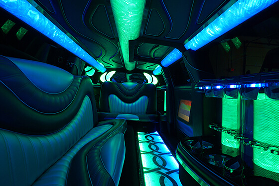 Limo party bus with inbuilt bar