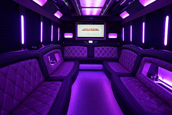Party bus rentals with LED lights